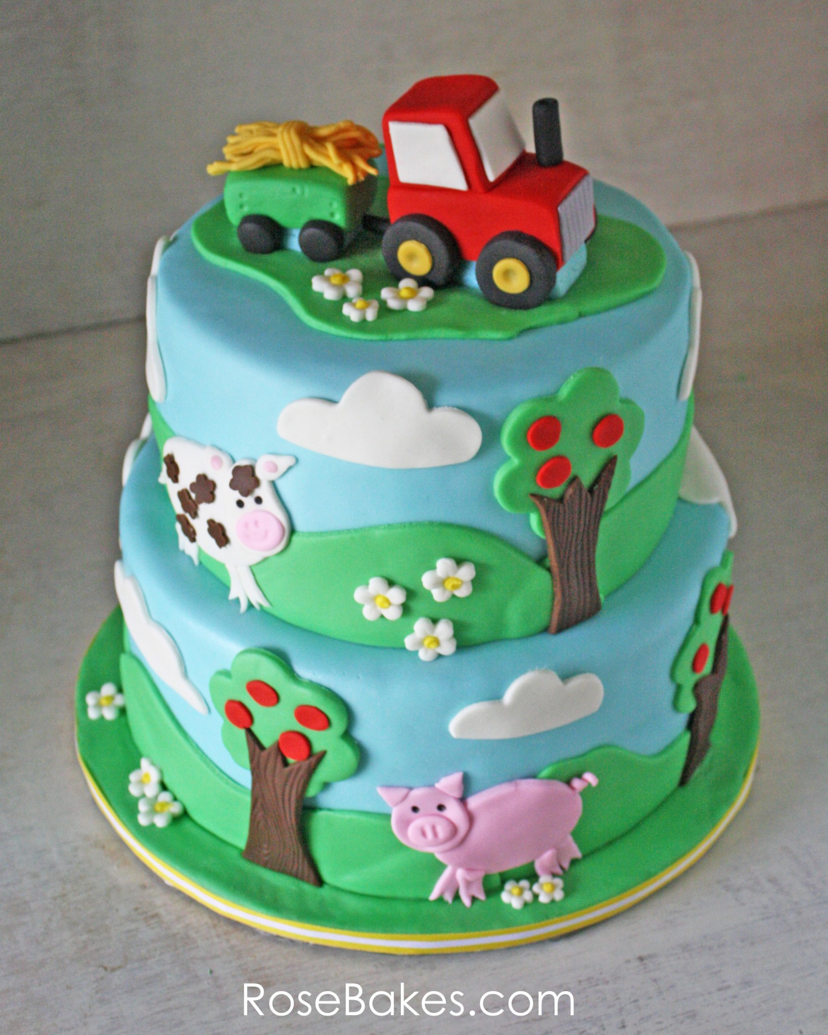 Animals Birthday Cake
 Farm Animals Cupcake Toppers Tutorials Rose Bakes