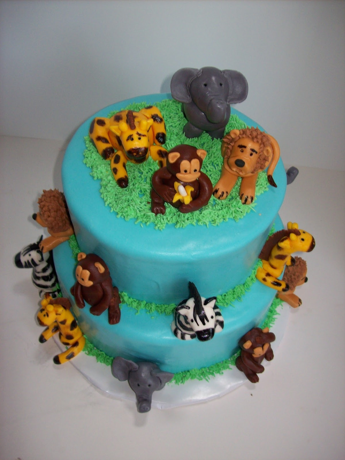 Animals Birthday Cake
 SAB Cakes 1st birthday jungle animal cake