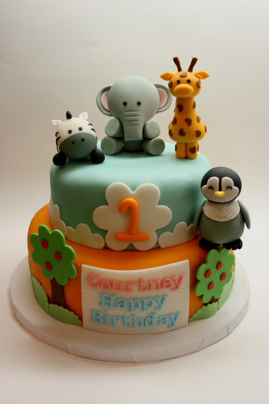 Animals Birthday Cake
 Beautiful Kitchen Safari Animal Cake for Courtney s 1st