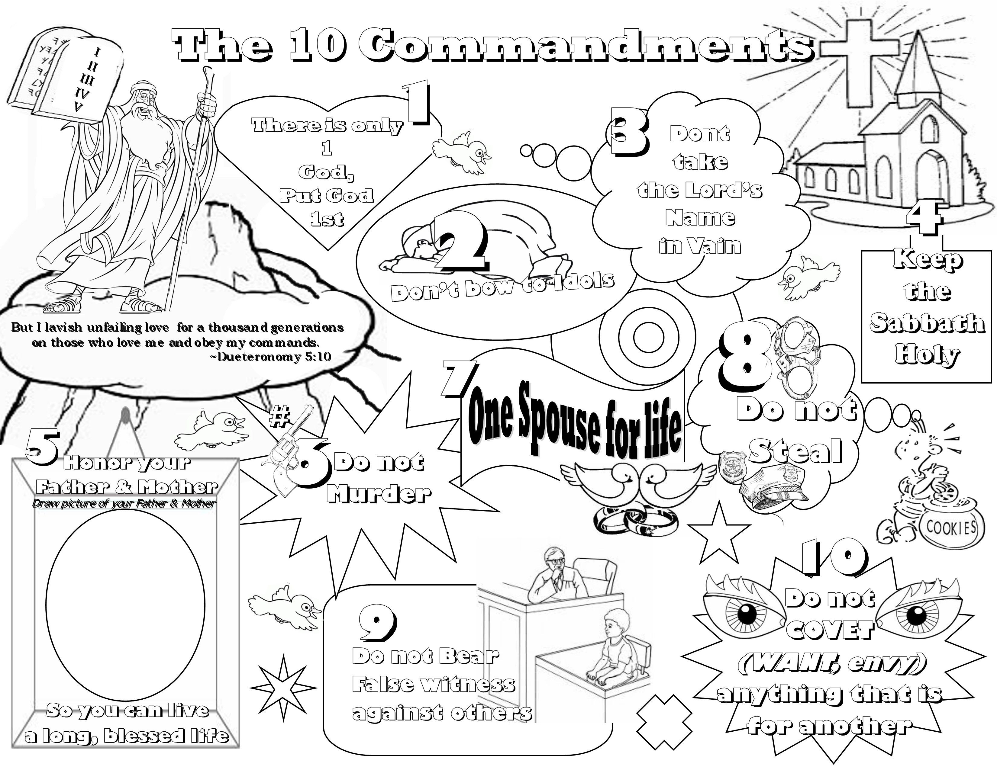 10 Commandments Coloring Pages
 Kindergarten Ten mandments Coloring Pages AZ Coloring