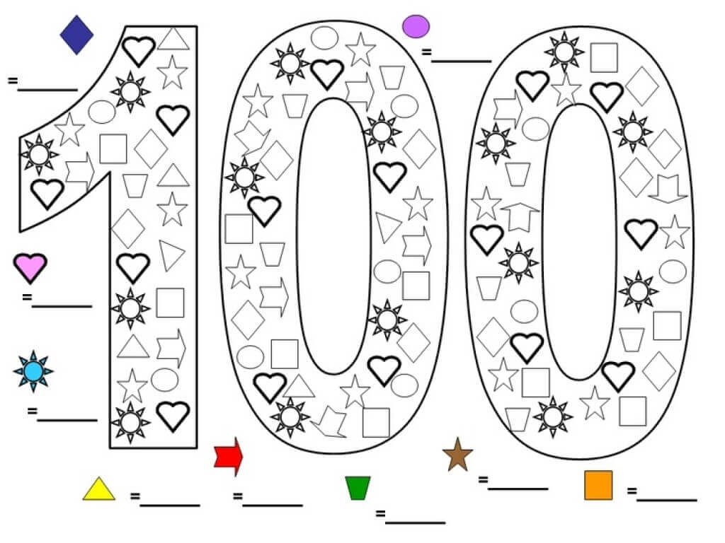 100 Days Coloring Pages
 Free Printable 100 Days School Coloring Pages