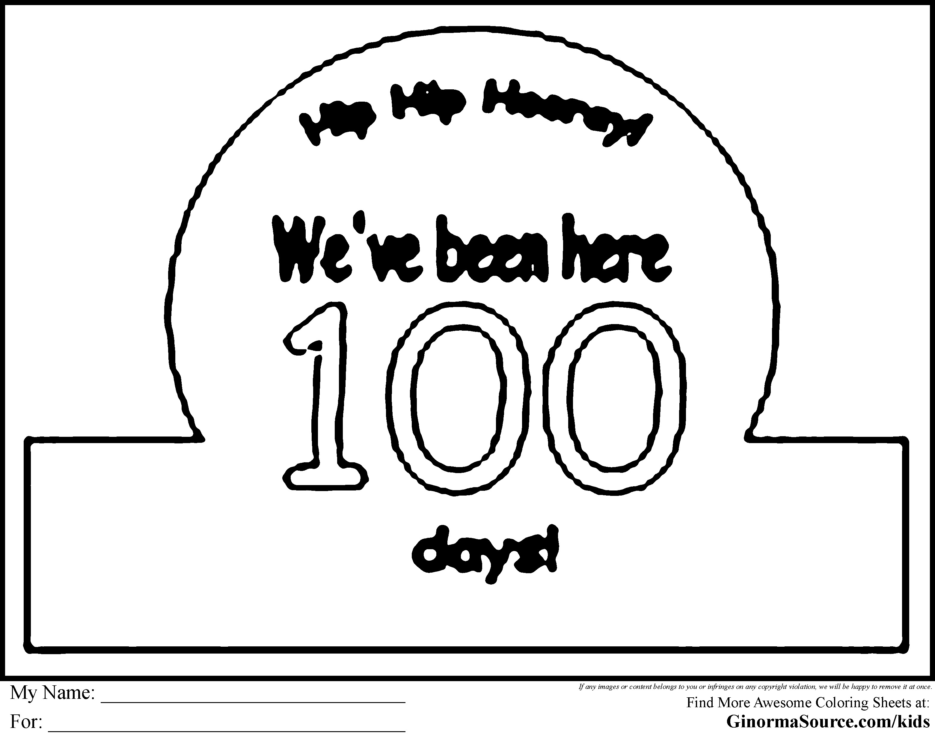 100 Days Coloring Pages
 100th Day School Coloring Pages Free Coloring Home