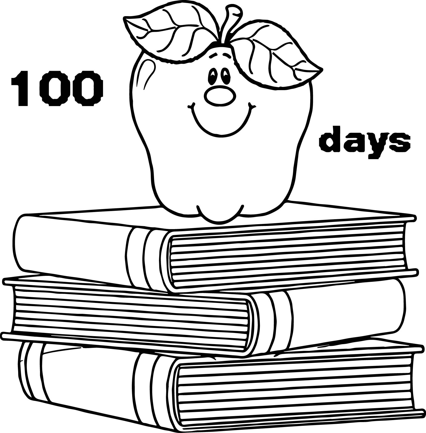 100 Days Of School Coloring Pages
 100 Days School Apple Books Coloring Page