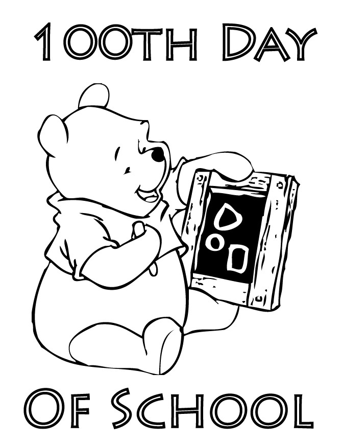 100 Days Of School Coloring Pages
 Winnie The Pooh 100th Day School Coloring Page