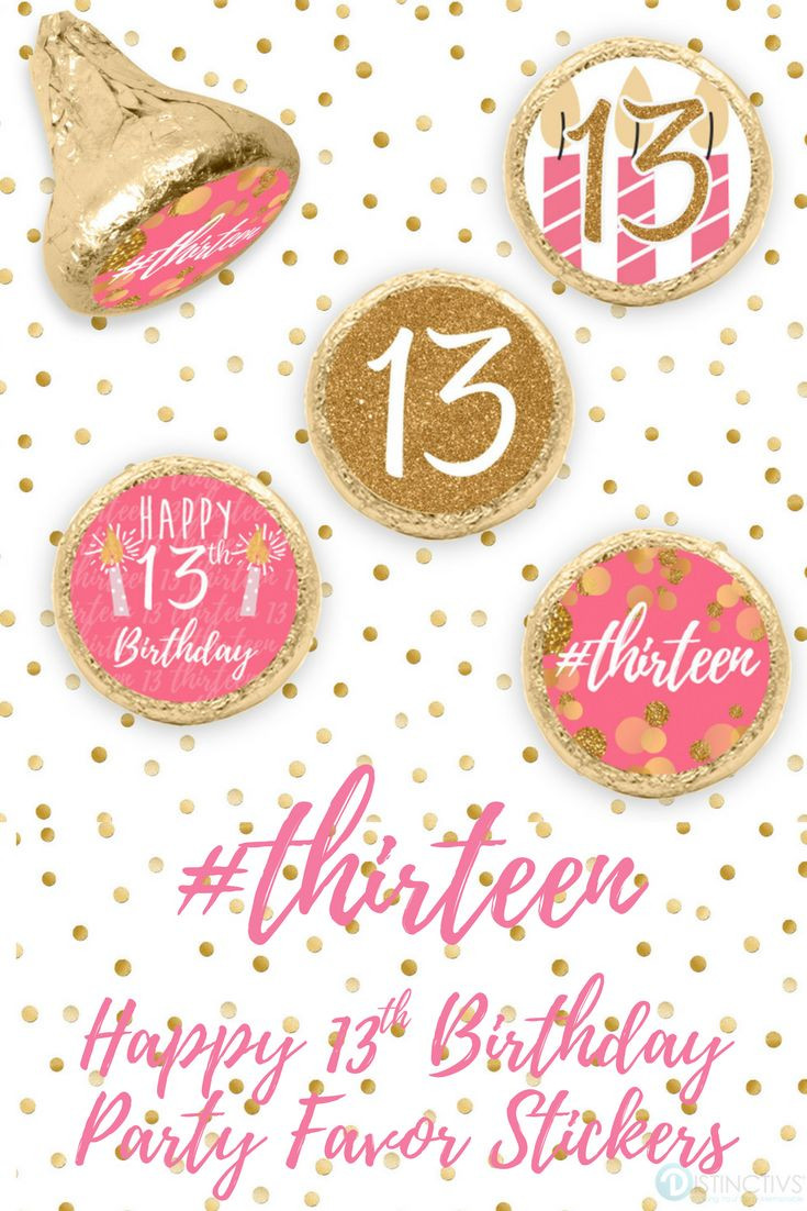 13th Birthday Party
 Pink and Gold 13th Birthday Party Stickers 324 Count