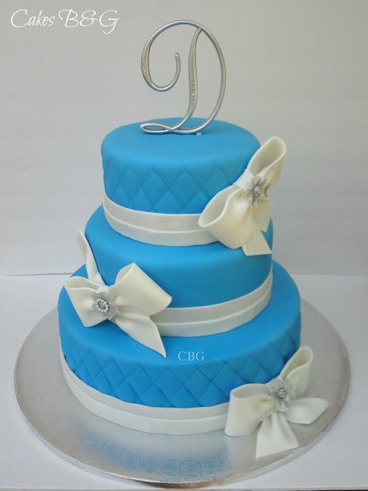 15th Birthday Cake
 White and Blue 15th Birthday Cake Cake by cakesbg