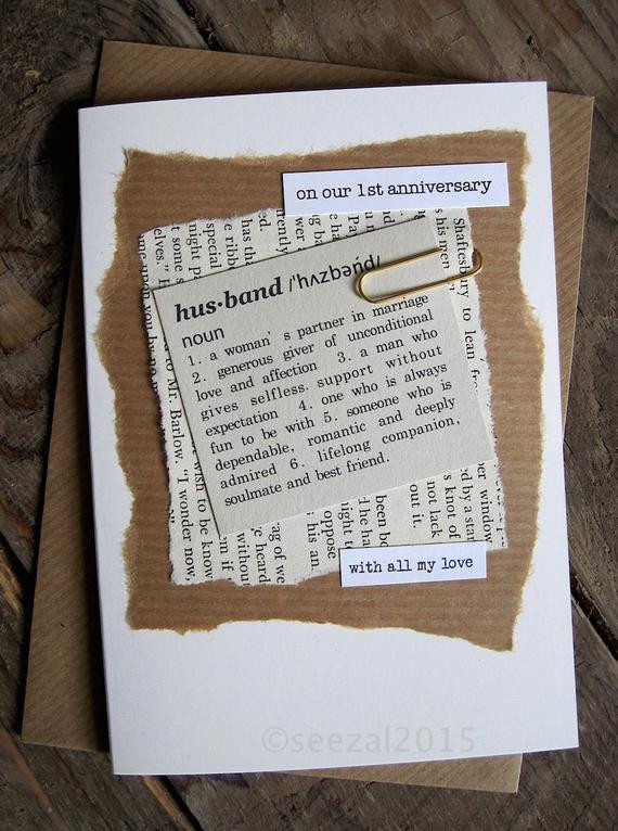 1St Year Anniversary Gift Ideas For Husband
 1st Anniversary Wedding Day Card Husband Paper Dictionary