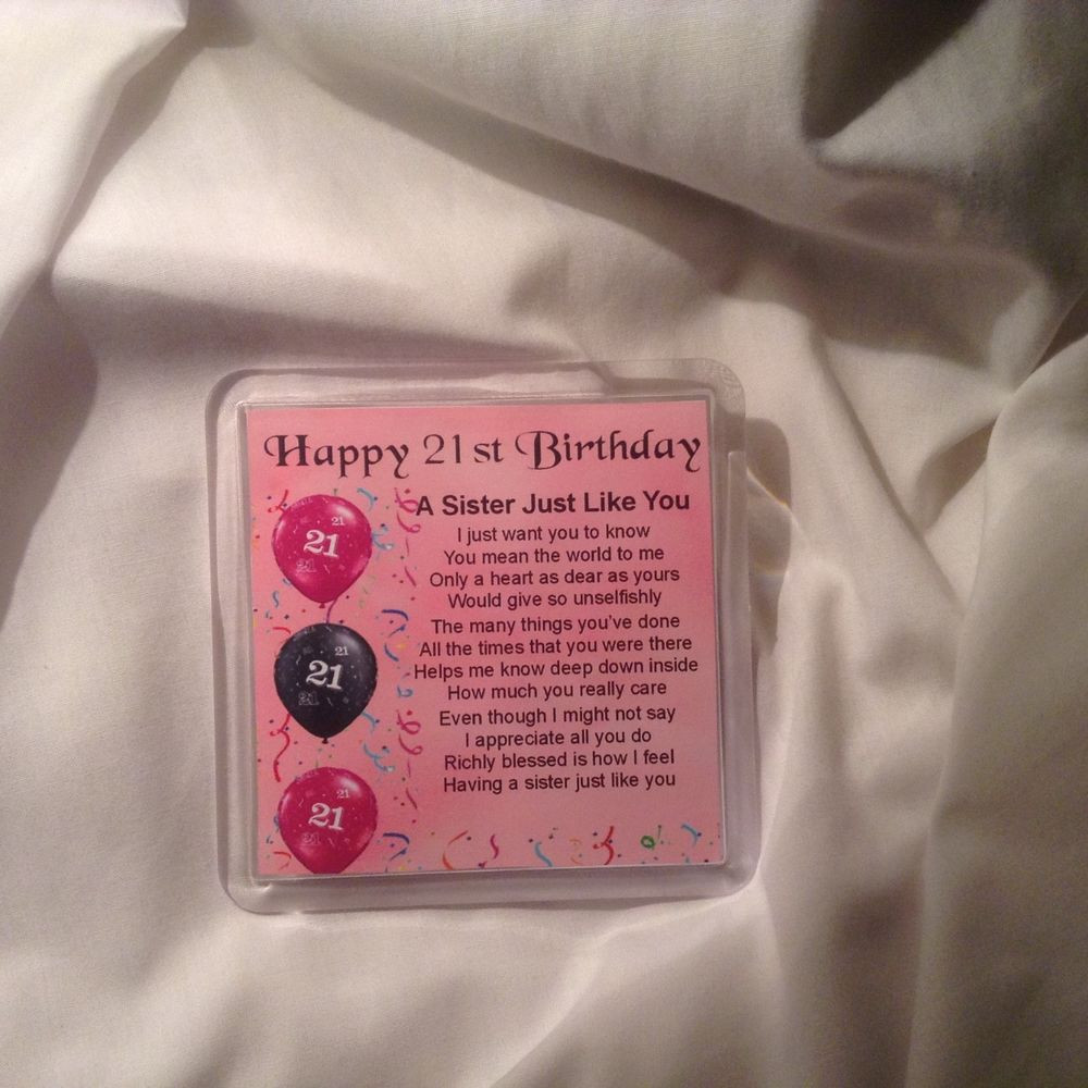 Best ideas about 21St Birthday Gift Ideas For Sister
. Save or Pin Personalised Coaster Sister Poem 21st Birthday FREE Now.