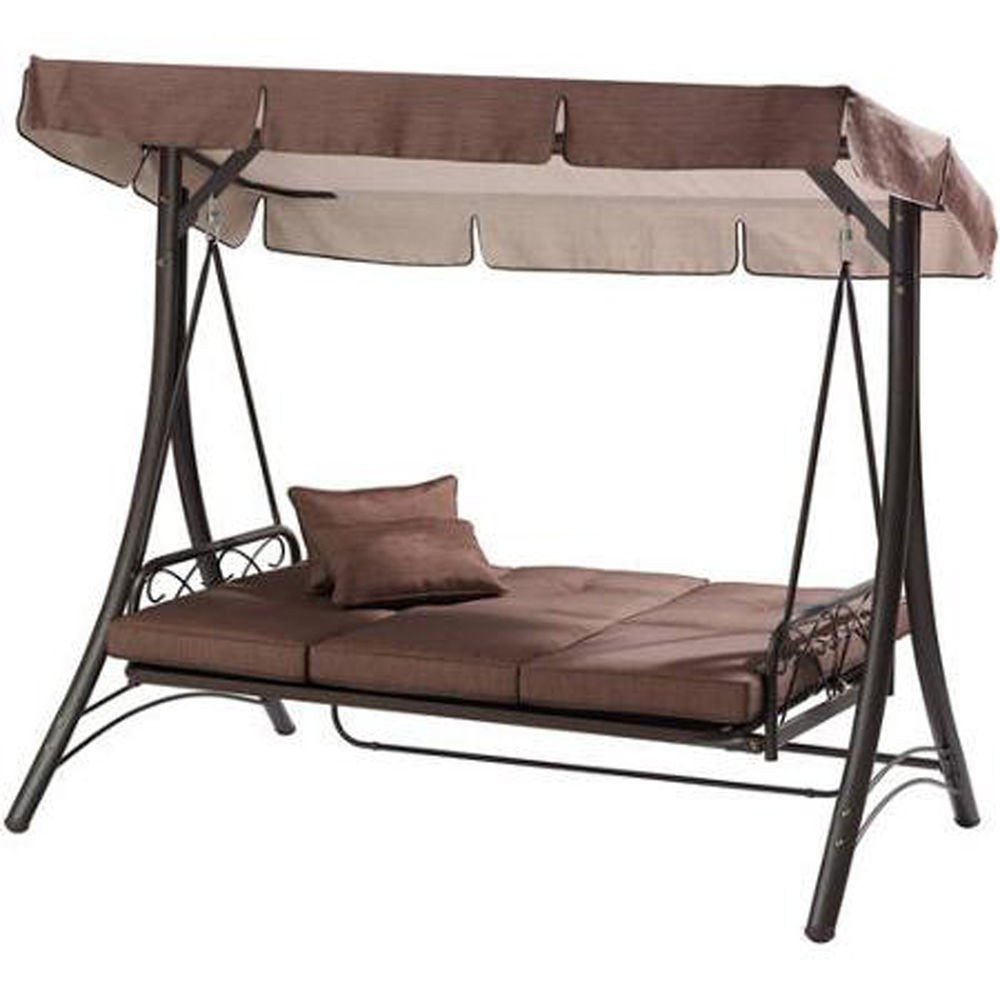 Best ideas about 3 Person Patio Swing With Canopy
. Save or Pin Convertible Porch Swing With Canopy Cover Brown Hammock Now.