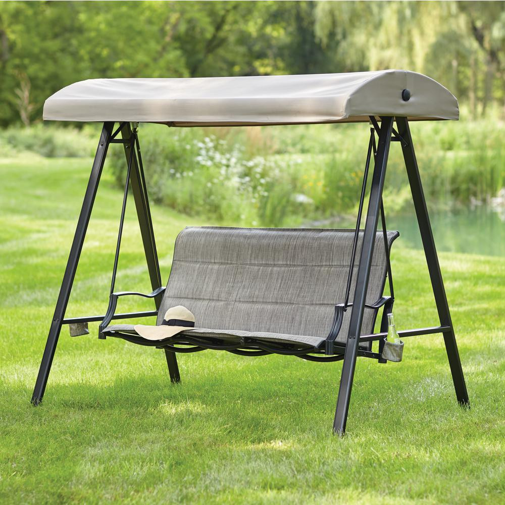 Best ideas about 3 Person Patio Swing With Canopy
. Save or Pin Hampton Bay Statesville 3 Person Padded Sling Outdoor Now.