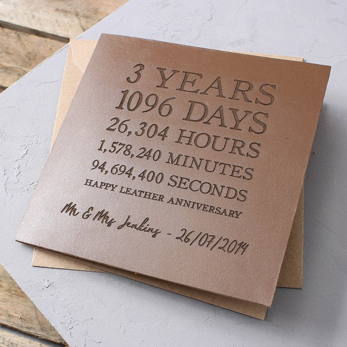3 Year Anniversary Gift Ideas For Husband
 Personalised Time Card Leather 3rd Anniversary