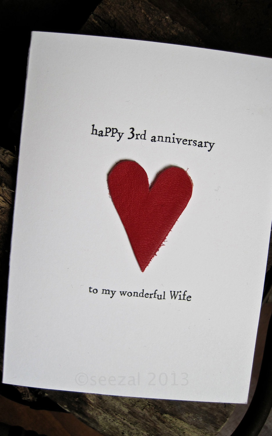 3 Year Anniversary Gift Ideas For Husband
 3rd Wedding Anniversary Card LEATHER Traditional Gift Handmade