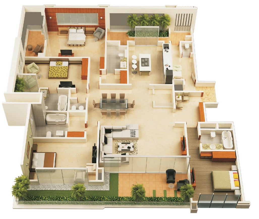 Best ideas about 4 Bedroom House Plans
. Save or Pin 4 Bedroom Apartment House Plans Now.
