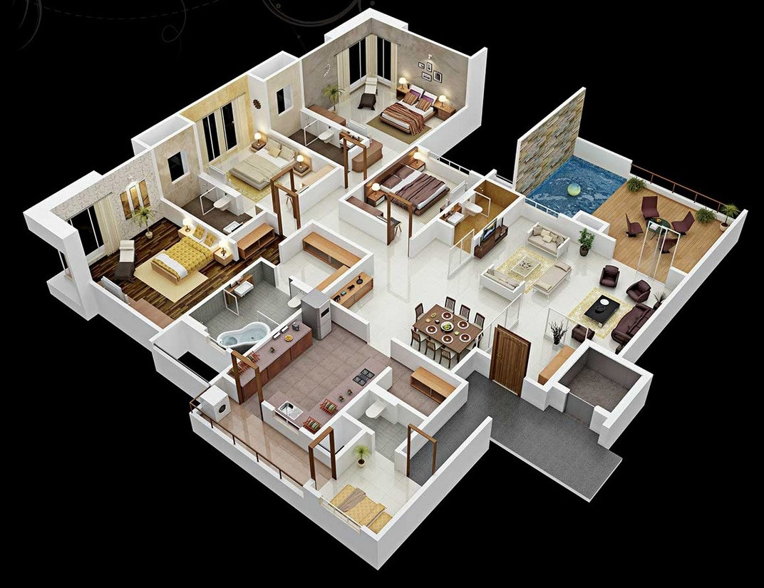 Best ideas about 4 Bedroom House Plans
. Save or Pin 50 Four “4” Bedroom Apartment House Plans Now.