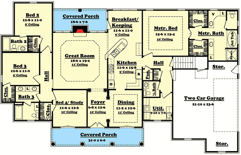 Best ideas about 4 Bedroom House Plans
. Save or Pin Elegant 4 Bedroom House Plan with Options HZ Now.