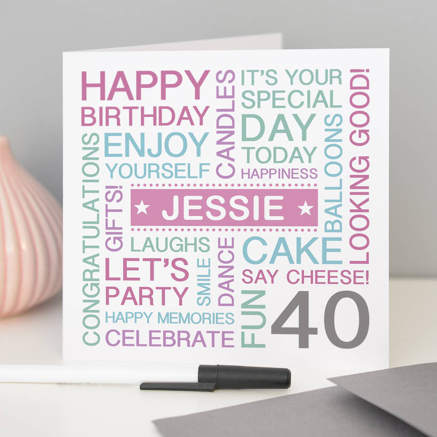 40th Birthday Card
 personalised 40th birthday card by a type of design
