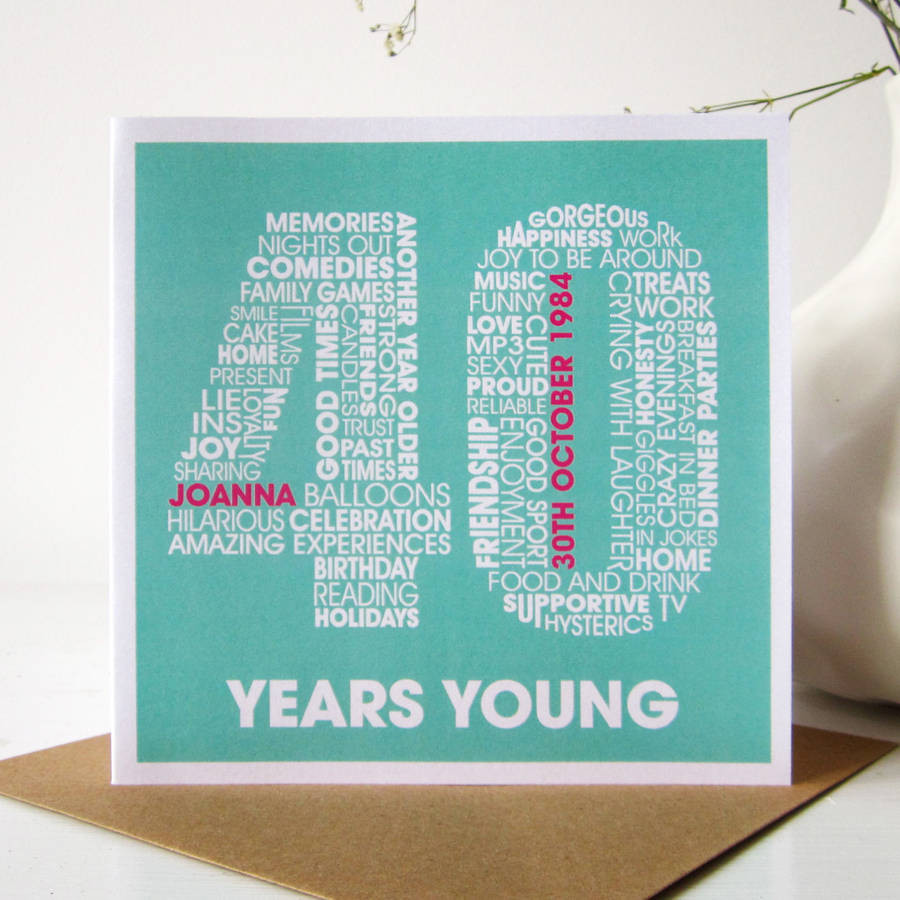 40th Birthday Card
 personalised 40th birthday card by mrs l cards