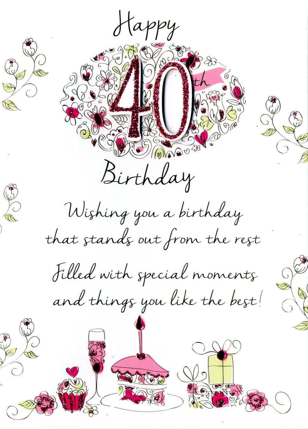 40th Birthday Card
 Female 40th Birthday Greeting Card