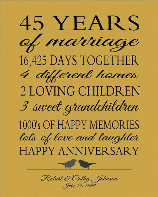 45Th Wedding Anniversary Gift Ideas For Couples
 45Th Wedding Anniversary Gift Ideas For Parents