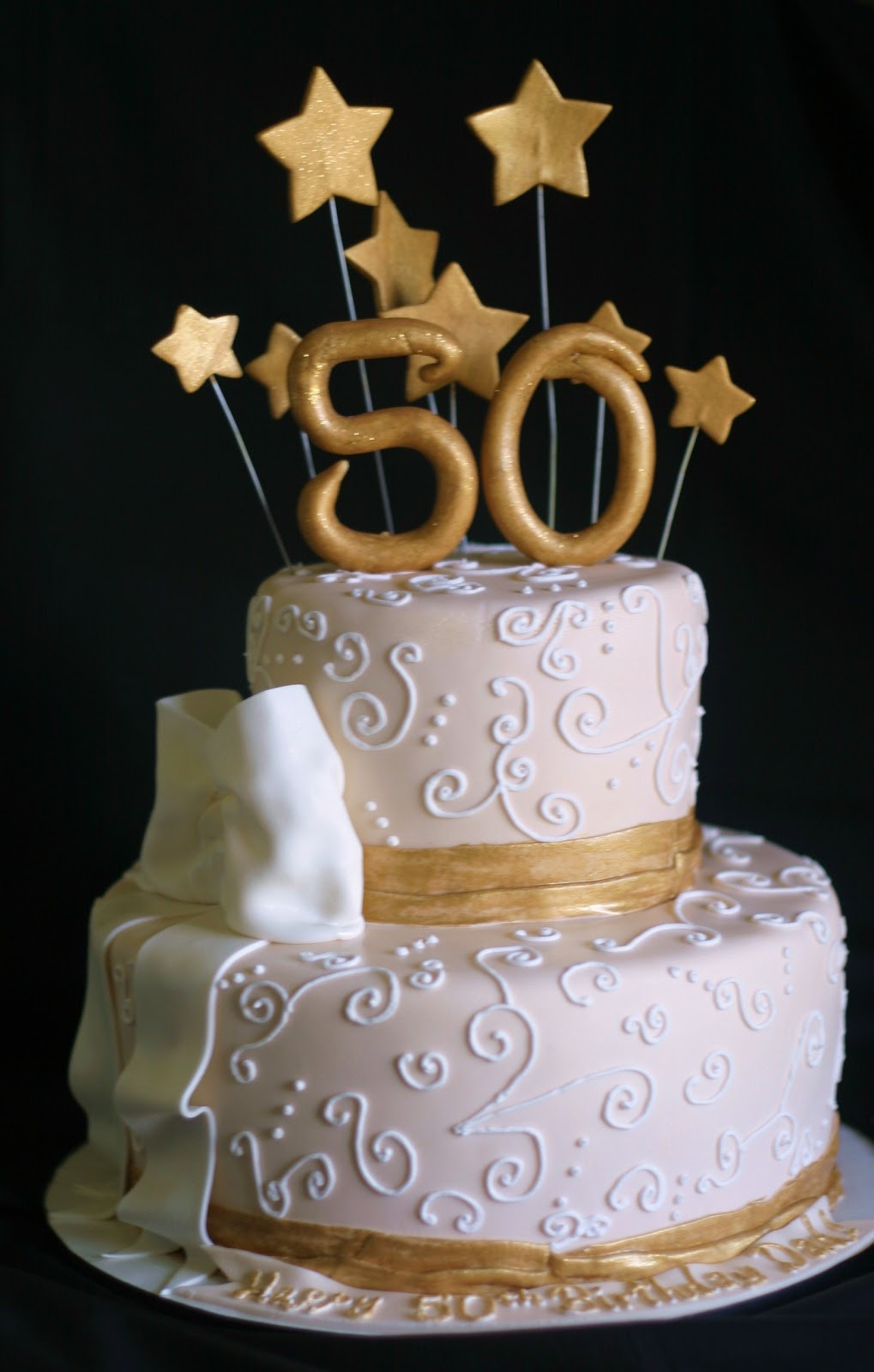 50th Birthday Cake Ideas
 Pink Little Cake Gold and light ivory 50th Birthday Cake