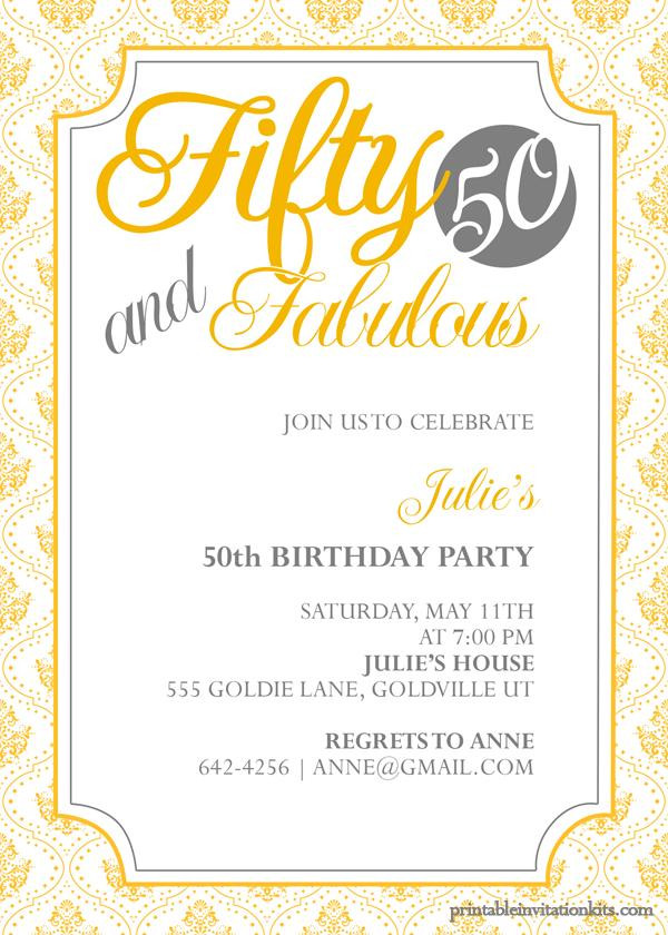 50th Birthday Invitations For Her
 50th Birthday Invitation Templates Free Printable