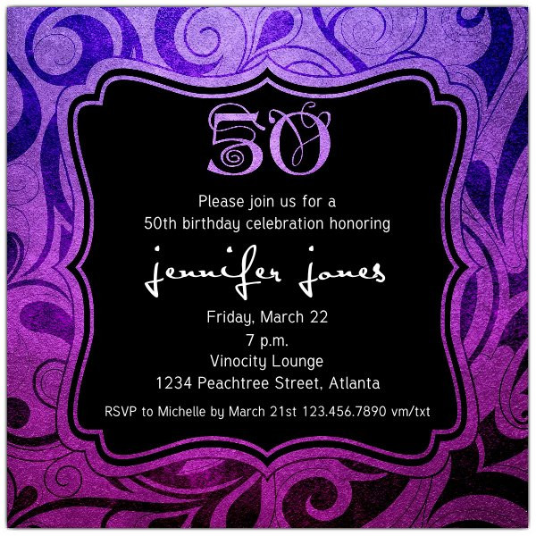 50th Birthday Invitations For Her
 Brilliant Emblem 50th Birthday Party Invitations