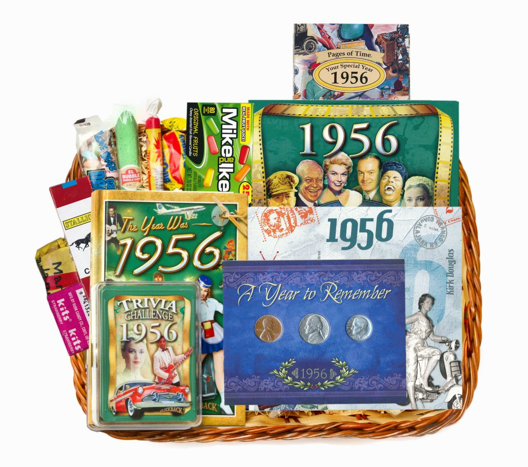 60 Birthday Gift Ideas
 60th Birthday Gift Basket for 1956 or 1957 with Coins ON