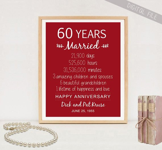 60 Wedding Anniversary Gift Ideas
 60 years marriage poem