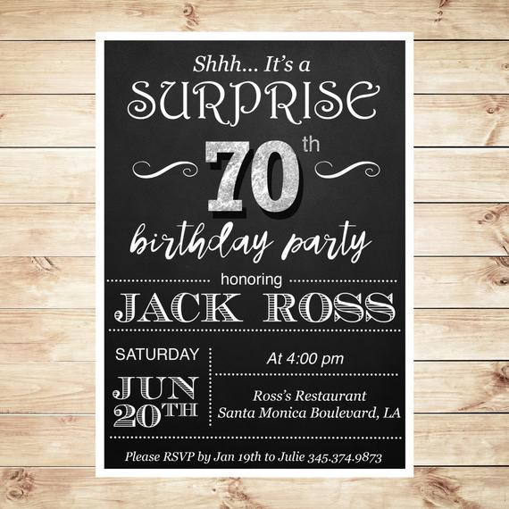 Best ideas about 70 Birthday Invitations
. Save or Pin Surprise 70 birthday party invitations by ArtPartyInvitation Now.