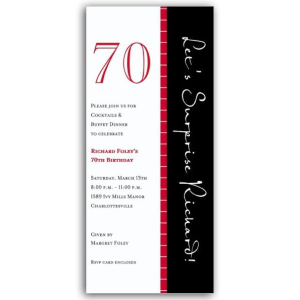 Best ideas about 70 Birthday Invitations
. Save or Pin 70 Red Black Stripe Birthday Invitations Now.