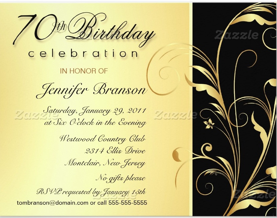 Best ideas about 70 Birthday Invitations
. Save or Pin 70th Birthday Party Invitation Wording Now.