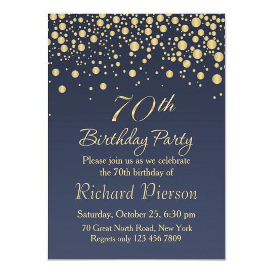 Best ideas about 70 Birthday Invitations
. Save or Pin Golden confetti 70th Birthday Party Invitation Now.