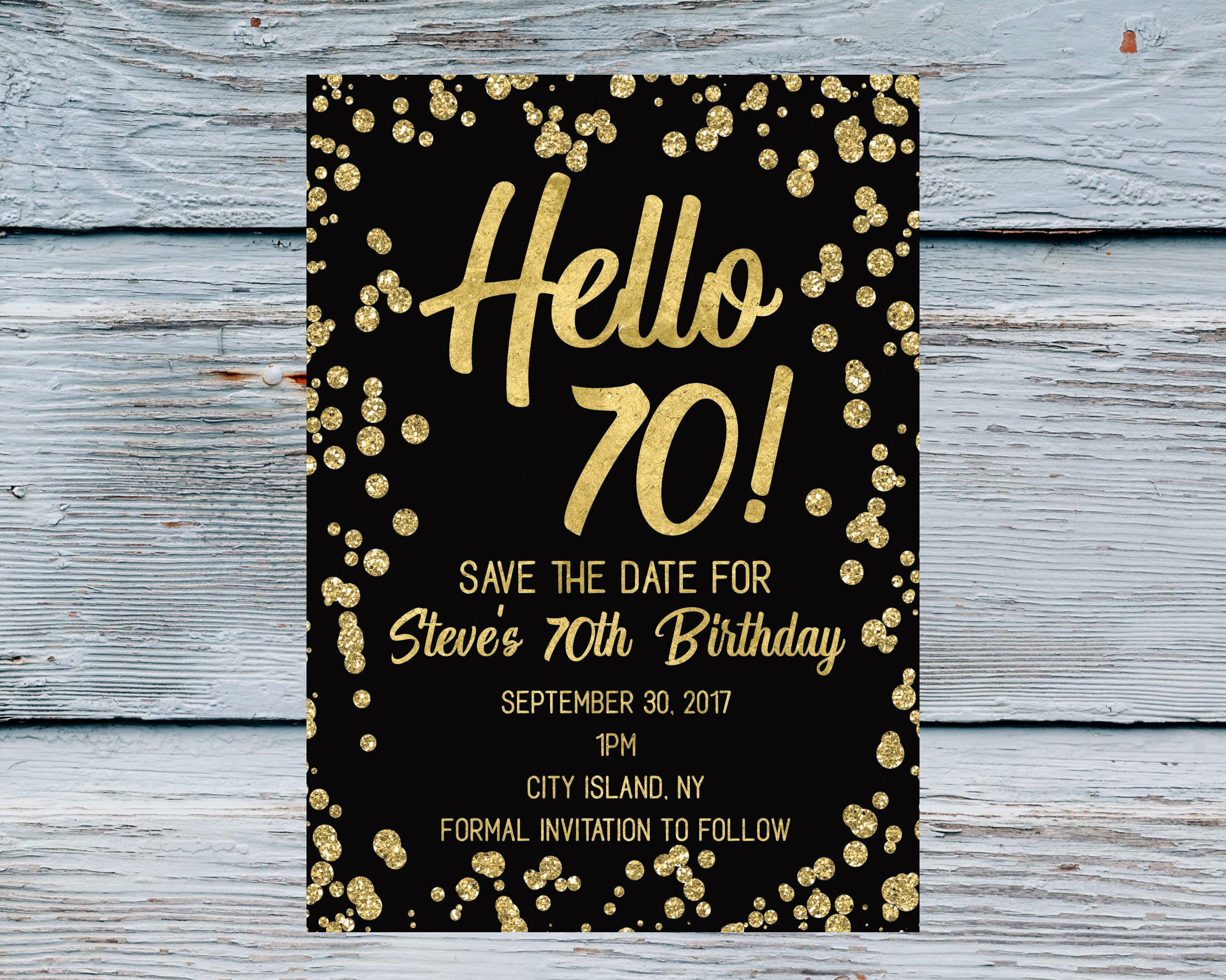 Best ideas about 70 Birthday Invitations
. Save or Pin Hello 70 Save the date Men 70th Birthday Invitation 70 years Now.