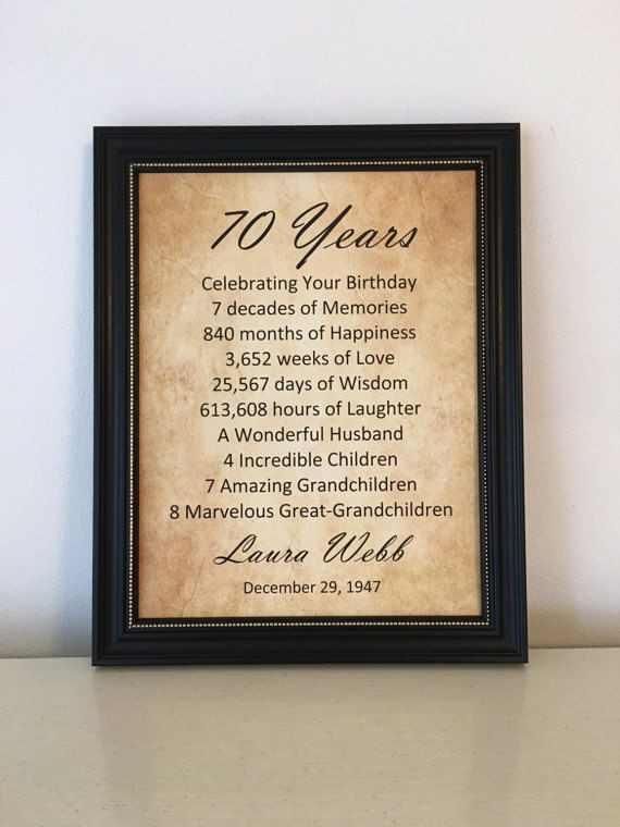 70Th Birthday Gift Ideas For Mom
 Best 25 70th birthday ts ideas on Pinterest