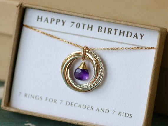 70th Birthday Gifts For Her
 70th birthday t for mother necklace for her amethyst