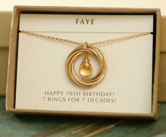 70th Birthday Gifts For Her
 70th birthday t for mom necklace for her citrine necklace