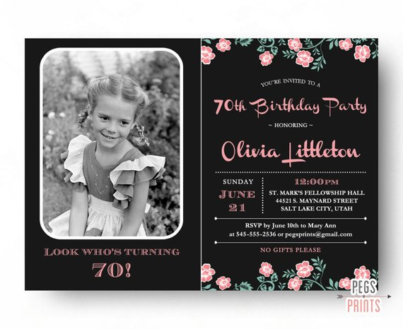 70th Birthday Party Invitations
 Birthday Invitation 70th Birthday Invitation PRINTABLE