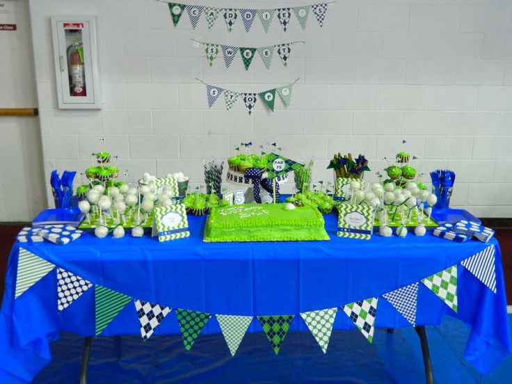 75th Birthday Party Decorations
 Golf themed 75th birthday party dessert table