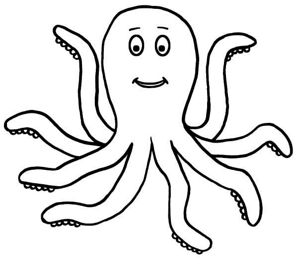 8.5 X 11 Free Coloring Sheets Kids Under The Sea
 Happy 7 legged Octopus Sea Animals Coloring Page