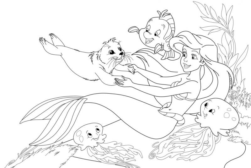 8.5 X 11 Free Coloring Sheets Kids Under The Sea
 Dibujos de Sirenas para Colorear Pintar e Imprimir