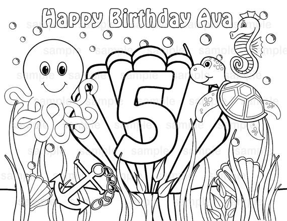 8.5 X 11 Free Coloring Sheets Kids Under The Sea
 Personalized Printable Under the sea Birthday by