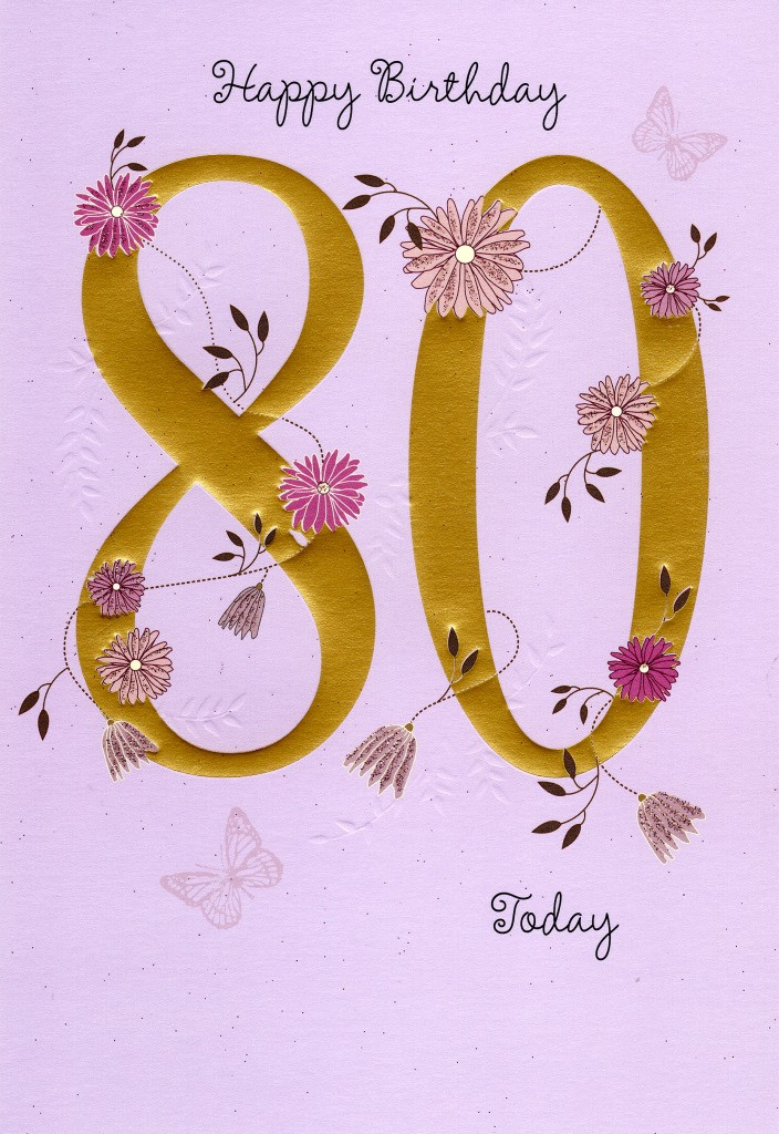 80th Birthday Card
 Happy 80th Birthday Greeting Card Lovely Greetings Cards