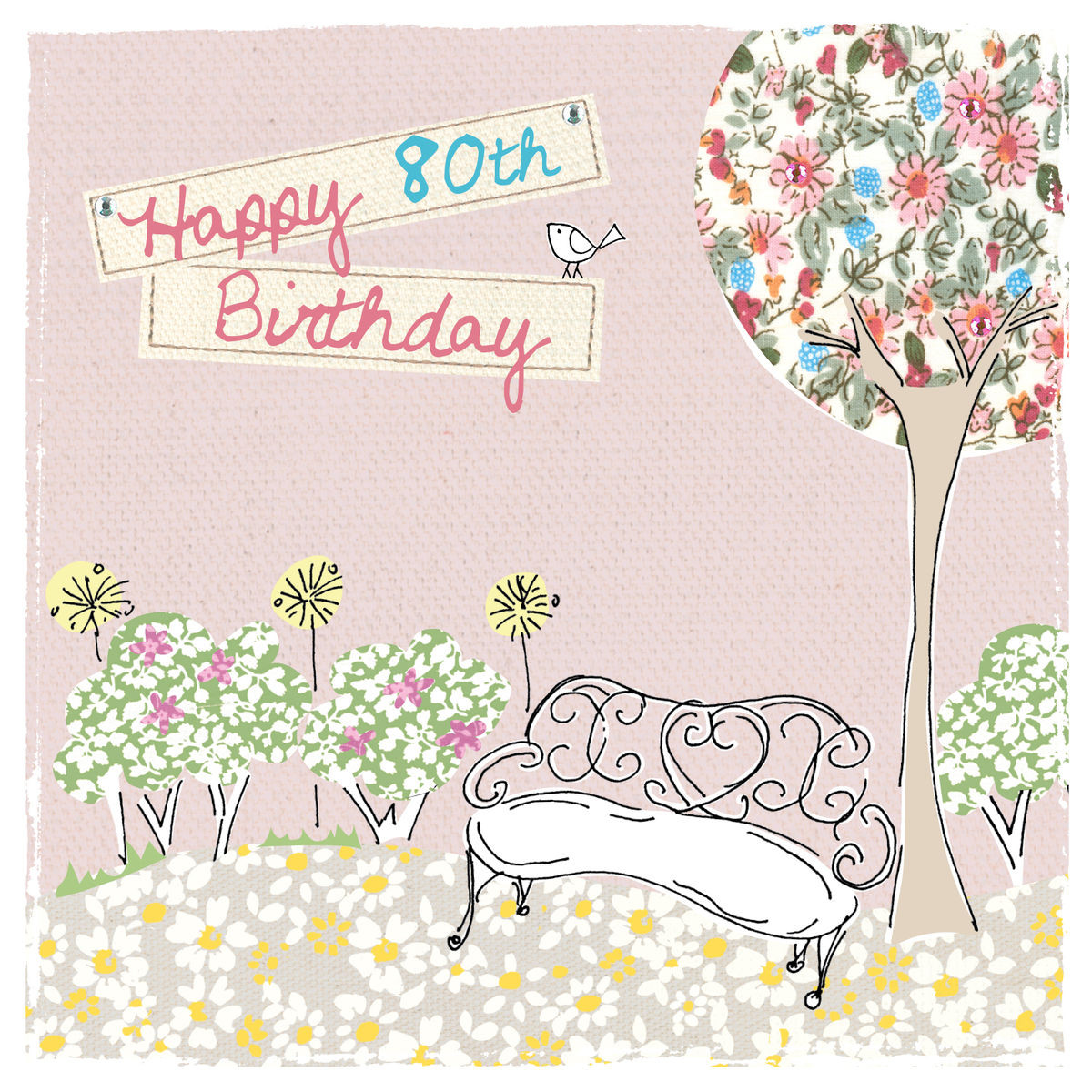 80th Birthday Card
 Garden & Bench 80th Birthday Card Karenza Paperie