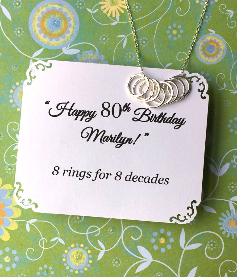 80th Birthday Gifts For Grandma
 80th BIRTHDAY Gift for Grandma 8 Rings for 8 Decades Necklace