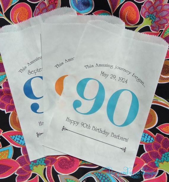 90th Birthday Party Favors
 90th Birthday Favor Bags by abbeyandizziedesigns on Etsy