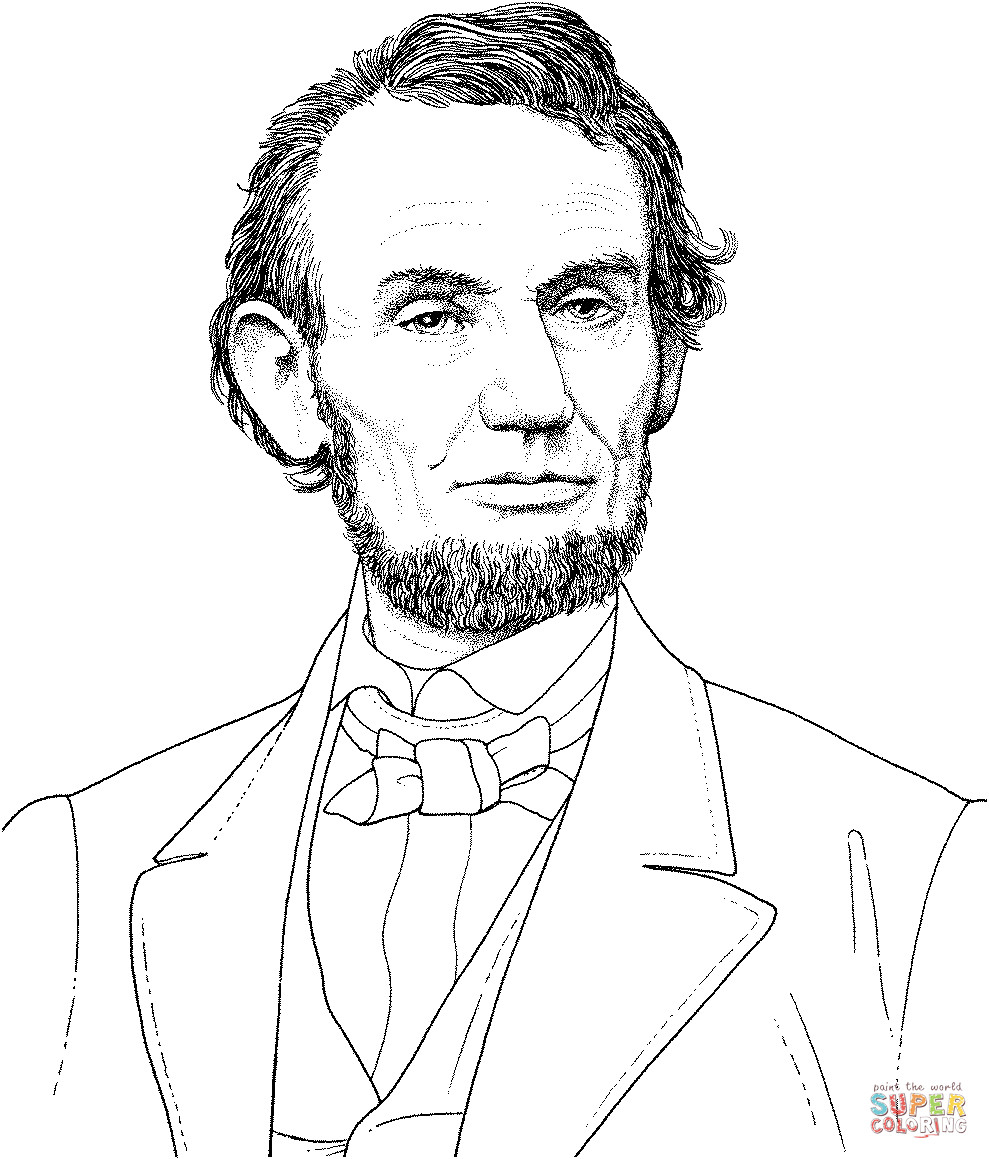 Abraham Lincoln Coloring Pages
 President Abraham Lincoln Portrait coloring page