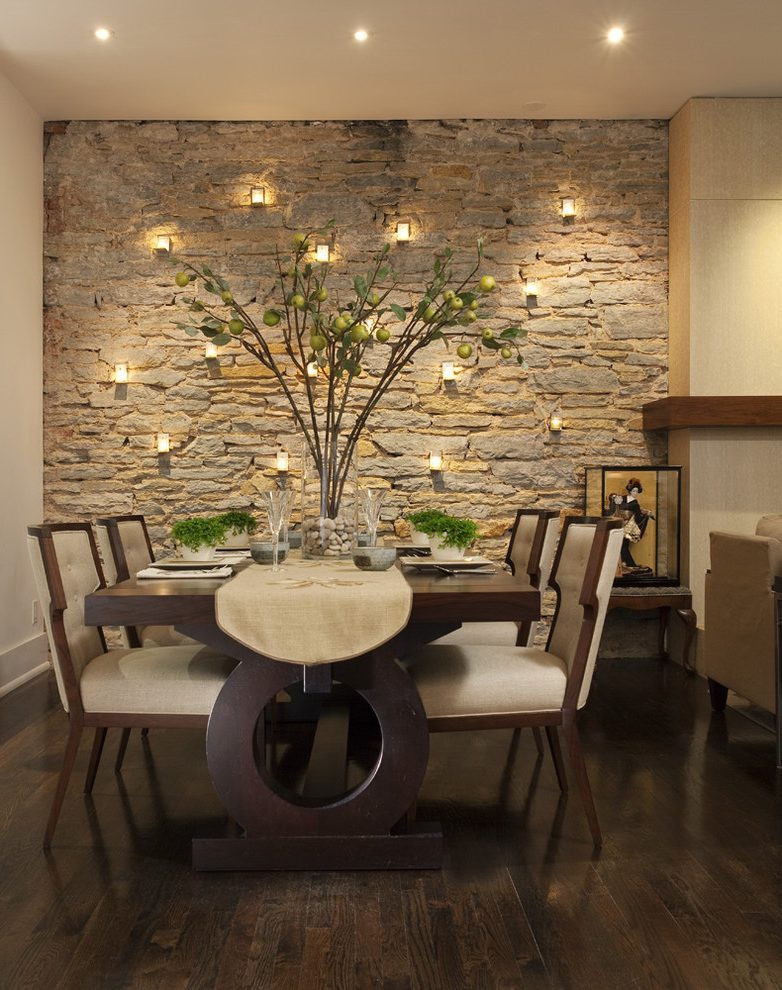 Best ideas about Accent Wall Table
. Save or Pin stone accents dining room contemporary with place setting Now.