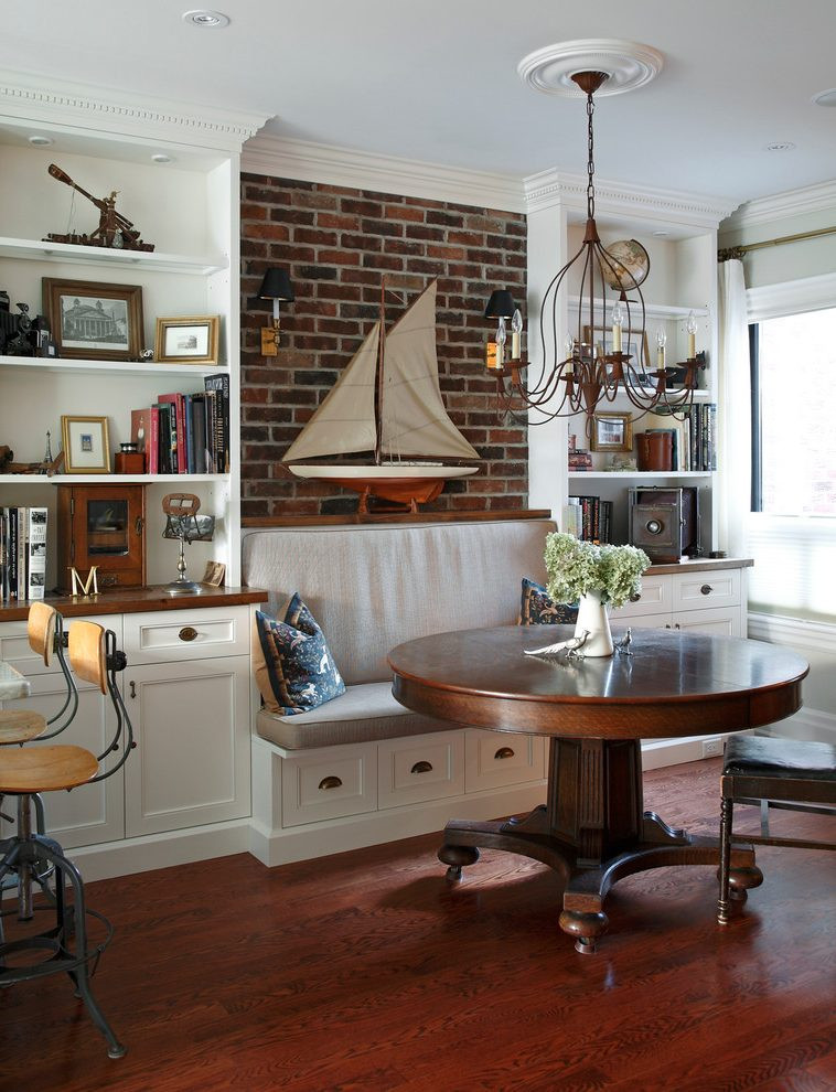 Best ideas about Accent Wall Table
. Save or Pin round dining table room rustic with brick accent Now.