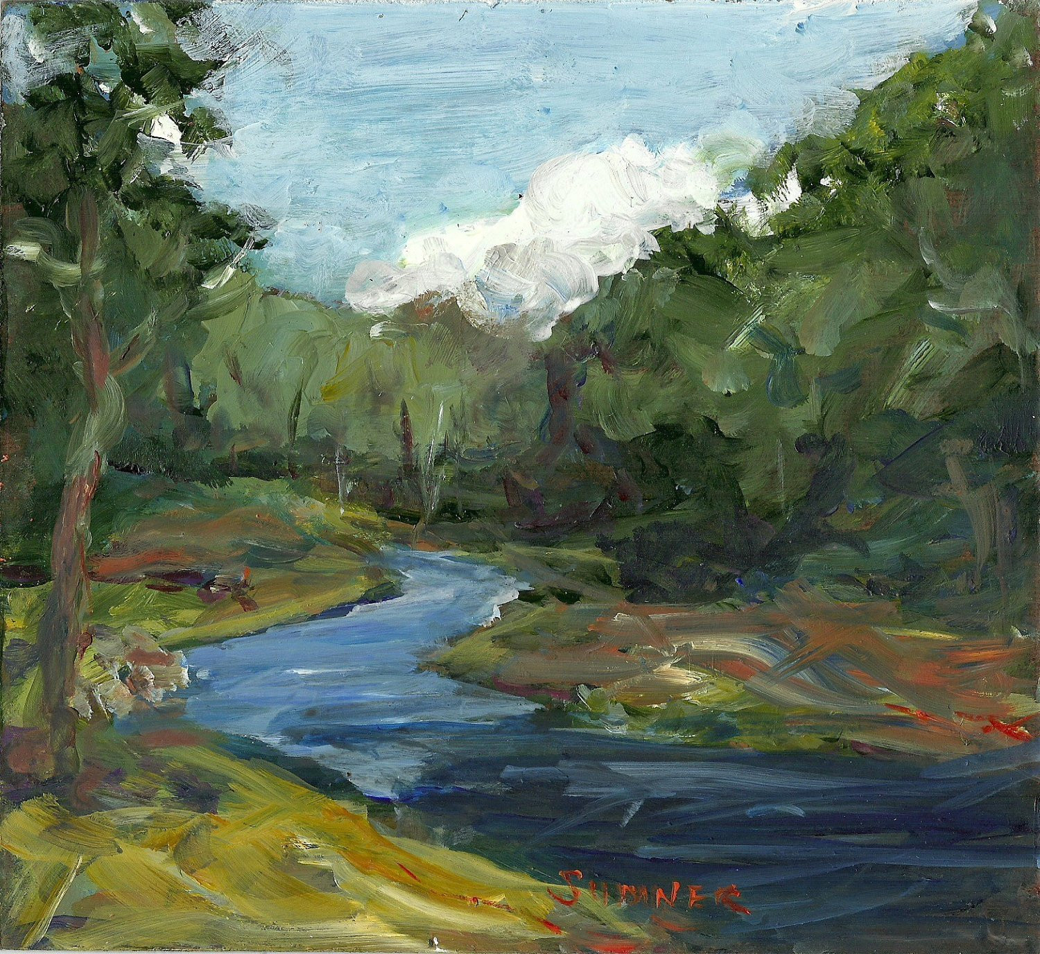 Best ideas about Acrylic Landscape Paintings
. Save or Pin Original acrylic landscape painting Late Summer River Clouds Now.