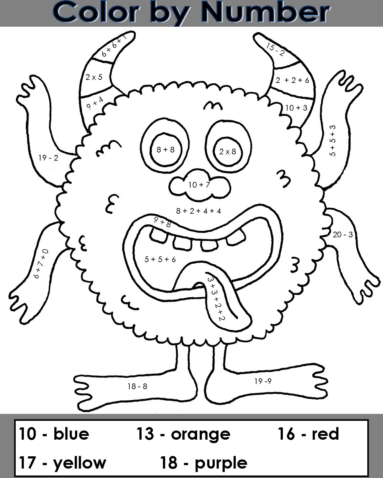 Addition Coloring Sheets For Boys
 Addition Color By Number Pages Coloring Home